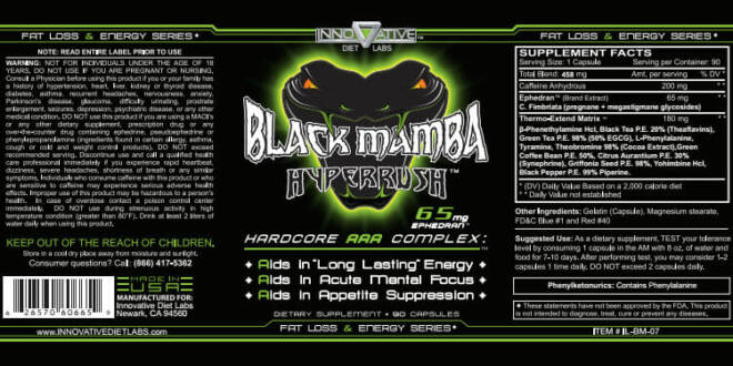 Black Mamba HyperRush - Informação Nutricional