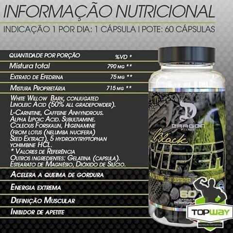 BlackViper da Dragon Pharma - Informação Nutricional